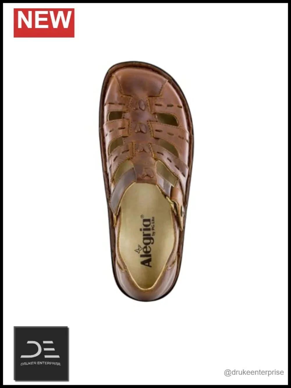 Women's Leather Fisherman Sandal with Adjustable Hook & Loop Straps APMA